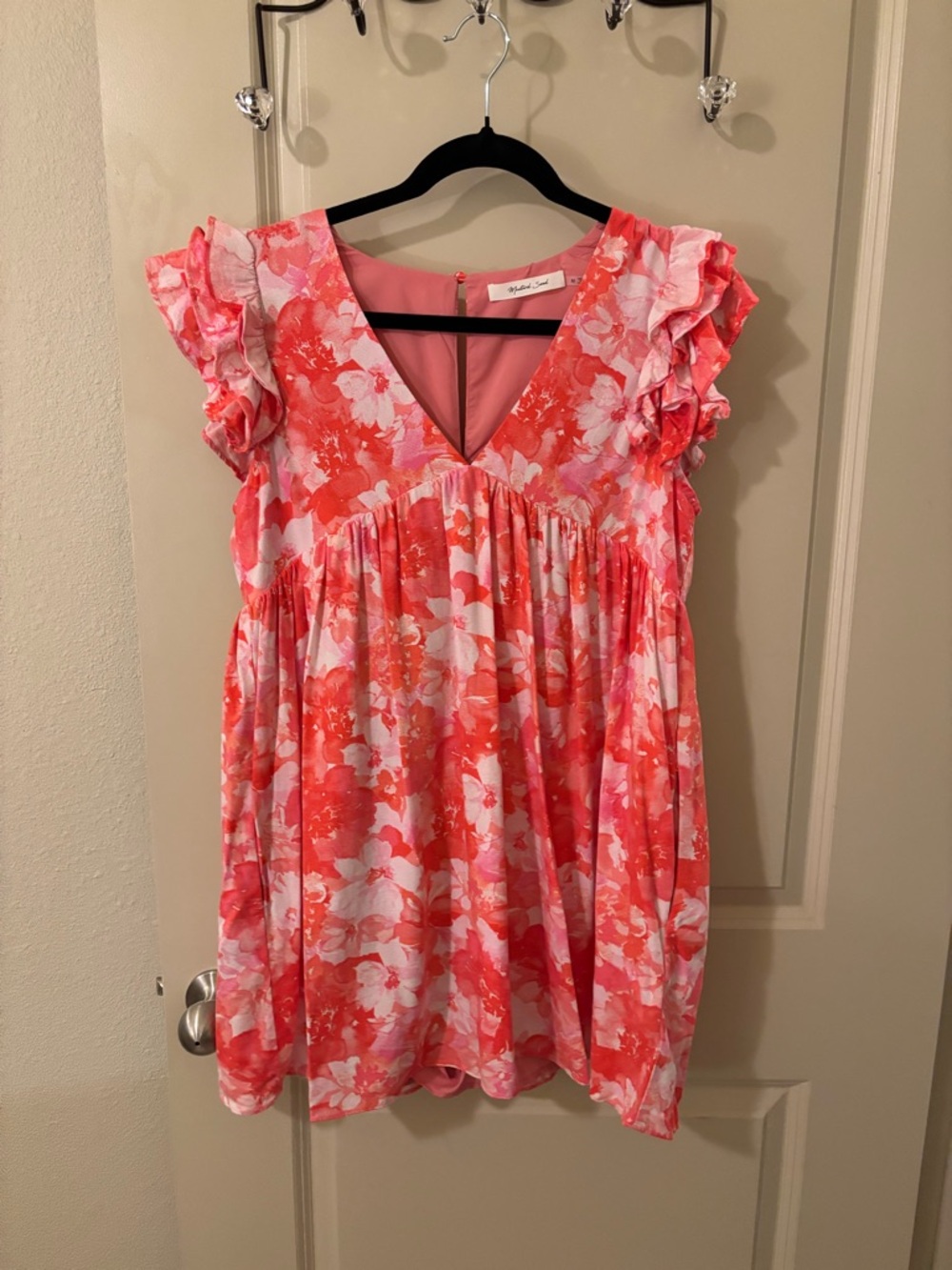 Mustard Seed Pink & Coral Floral Mini Dress - Spring, beach, summer